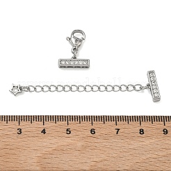 Brass Micro Pave Clear Cubic Zirconia Curb Chain Extender&nbsp;KK-G556-08P-01