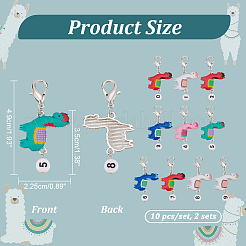 Alloy Enamel Llama/Alpaca with Number Pendant Locking Stitch Markers&nbsp;HJEW-PH01860