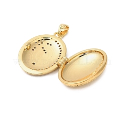 Brass Micro Pave Clear Cubic Zirconia Locket Pendants&nbsp;KK-P329-03G