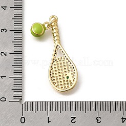 Sports Theme Brass Micro Pave Cubic Zirconia Pendants&nbsp;KK-Z155-15G