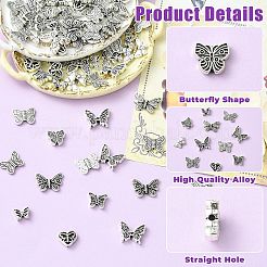 100Pcs 10 Styles Butterfly Theme Tibetan Style Alloy Beads&nbsp;FIND-CJ0005-63