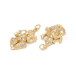 Rack Plating Brass Micro Pave Cubic Zirconia Pendants&nbsp;KK-I689-16G