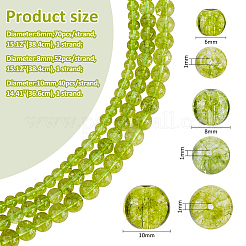 3 Strands 3 Styles Natural Crackle Olive Quartz Round Beads Strands&nbsp;G-FH0002-68