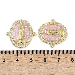 Rack Plating Brass Micro Pave Clear Cubic Zirconia Virgin Mary Connector Charms&nbsp;KK-U032-26G