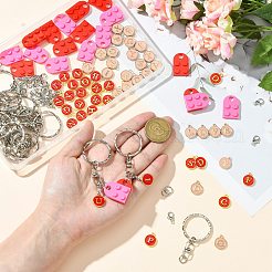 DIY Flat Round with Letter A~Z Alloy Enamel Pendant Keychain Making Kits&nbsp;DIY-CJ0002-77