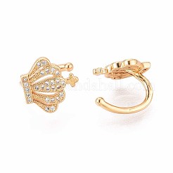 Brass Micro Pave Clear Cubic Zirconia Cuff Earrings&nbsp;EJEW-T047-74G