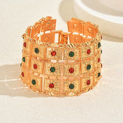 Elegant Alloy Pave Cubic Zirconia Rectangle Link Chain Wide Bracelets for Party&nbsp;RT6529