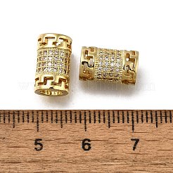 Brass Micro Pave Clear Cubic Zirconia European Beads&nbsp;ZIRC-I070-071G
