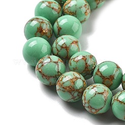 Synthetic Gold Line Turquoise Beads Strands&nbsp;G-A255-A03-01B