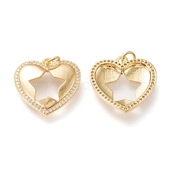 Brass Micro Pave Clear Cubic Zirconia Pendants&nbsp;ZIRC-I045-04G