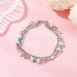 304 Stainless Steel & Brass Link Bracelets&nbsp;BJEW-JB12644