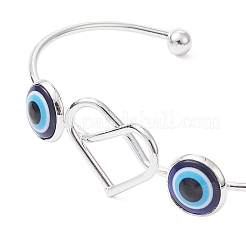 Resin Evil Eye with Heart Cuff Bangle&nbsp;BJEW-JB09340
