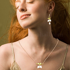 Plastic Pearl Beaded Flower of Life Dangle Earrings & Link Chain Bracelet & Pendant Necklace&nbsp;SJEW-AN0001-19