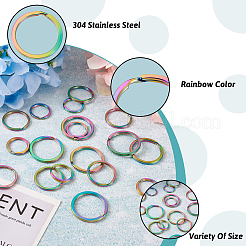 18Pcs 3 Style Ion Plating(IP) Rainbow Color 304 Stainless Steel Split Key Rings&nbsp;FIND-YS0001-13