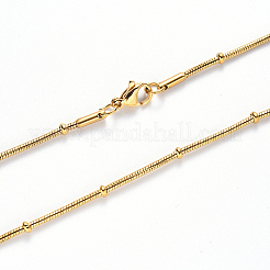 PVD Vacuum Plating 304 Stainless Steel Round Snake Chain Necklace&nbsp;NJEW-S420-009A-G