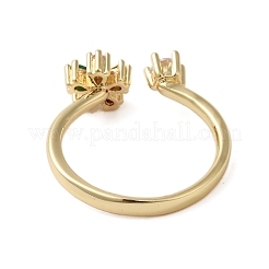 Brass Micro Pave Cubic Zirconia Open Cuff Rings for Women&nbsp;RJEW-A048-15G