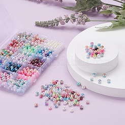 900Pcs 15 Style Rainbow ABS Plastic Imitation Pearl Beads&nbsp;OACR-YW0001-13