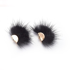 Faux Mink Fur Semi Circle Pendants&nbsp;WOVE-F021-02G-05-1