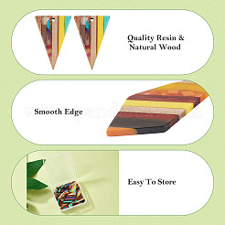 16Pcs 8 Styles Transparent Resin & Walnut Wood Big Pendants&nbsp;RESI-TA0001-84