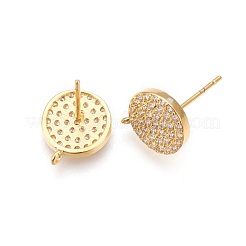 Brass Micro Pave Cubic Zirconia Stud Earring Findings&nbsp;ZIRC-G146-03G-RS