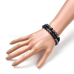 Natural Tiger Eye(Dyed) Beads Stretch Bracelets Set&nbsp;BJEW-JB06653-05