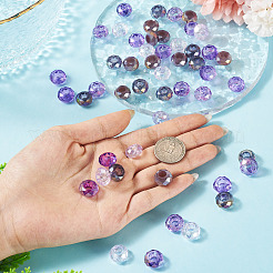 50Pcs 5 Colors Puple Color Theme Transparent Glass European Beads&nbsp;GPDL-TA0001-09