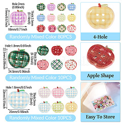 100Pcs 3 Styles 4-Hole Apple Plastic Buttons&nbsp;BUTT-TA0001-54