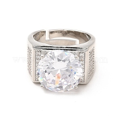 Clear Cubic Zirconia Adjustable Ring&nbsp;RJEW-C050-09P