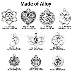 100Pcs 10 Styles Tibetan Style Alloy Pendants&nbsp;TIBEP-CJ0002-33