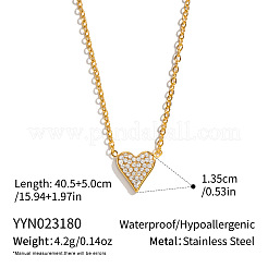 304 Stainless Steel Full Crystal Rhinestone Heart Pendant Necklaces for Women&nbsp;IV5309-1