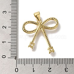 Bowknot Rack Plating Brass Clear Cubic Zirconia Pendants&nbsp;KK-U019-28G