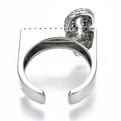 Brass Micro Pave Cubic Zirconia Cuff Rings&nbsp;RJEW-S045-025P-NR