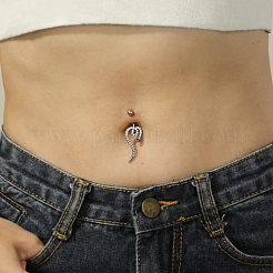Stylish Snake Stainless Steel Micro Pave Clear Cubic Zirconia Navel Rings&nbsp;UK0800