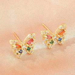 Brass Micro Pave Cubic Zirconia Stud Earrings for Women&nbsp;KK-A305-09G-04