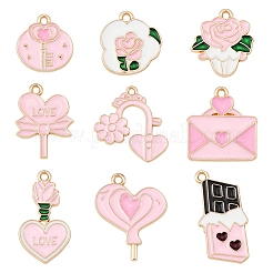 36Pcs 9 Styles Valentine's Day Theme Alloy Enamel Pendants&nbsp;ENAM-FS0002-52