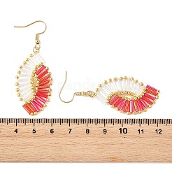 Glass Braided Beads Dangle Earrings&nbsp;EJEW-MZ00746-03