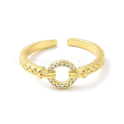 Clear Cubic Zirconia Circle Ring Open Cuff Ring&nbsp;RJEW-F135-01G