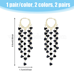 2 Pairs 2 Colors Dyed Natural Quartz Crystal Chips Tassel Earrings&nbsp;EJEW-FI0001-85