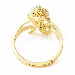 Clear Cubic Zirconia Initial Letter with Crown Adjustable Ring&nbsp;LS-RJEW-M139-17K