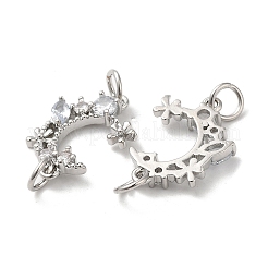 Rack Plating Brass Pave Clear Cubic Zirconia Connector Charms&nbsp;KK-K273-08P