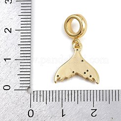 Brass Micro Pave Clear Cubic Zirconia European Dangle Charms&nbsp;KK-N271-46G-03