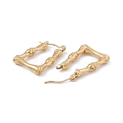 Ion Plating(IP) 304 Stainless Steel Bamboo Trapezoid Hoop Earrings for Women&nbsp;EJEW-B018-06G