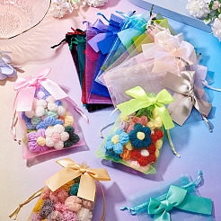 30Pcs 15 Colors Rectangle Organza Drawstring Bags&nbsp;ABAG-TA0001-89
