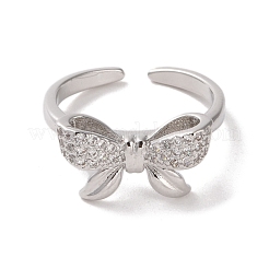 Brass Micro Pave Cubic Zirconia Open Cuff Ring&nbsp;RJEW-K256-58D-P