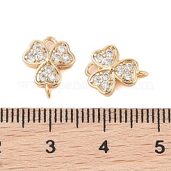 Brass Pave Clear Cubic Zirconia Connector Charms&nbsp;KK-B100-027G