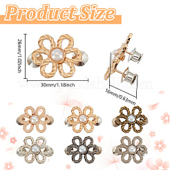 24Pcs 6 Colors Flower Shape Plastic Bead with Zinc Alloy Adjustable Jean Button Pins&nbsp;FIND-GO0002-80
