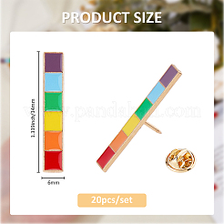 20Pcs Pride Rainbow Color Rectangle Enamel Pins&nbsp;JEWB-FH0001-77