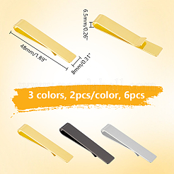6Pcs 3 Colors 304 Stainless Steel Tie Clip&nbsp;STAS-UN0058-21
