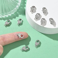 SHEGRACE Brass Micro Pave Clear Cubic Zirconia Lobster Claw Clasps&nbsp;XGRQ4G601-671P