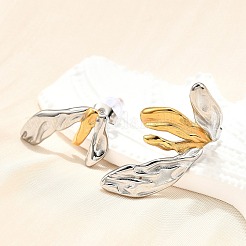 304 Stainless Steel Two-tone Stud Earrings for Women&nbsp;EJEW-R023-01GP-04